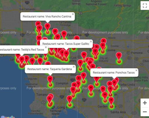 map of taco restaurants